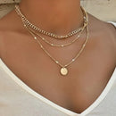 BRINDE Conjunto Colar Mix com Elo Triplo Ouro